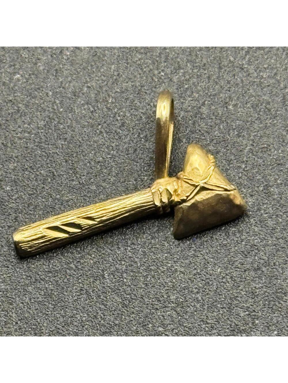 14K Gold Tomahawk Hatchet Pendant Charm 1.08g